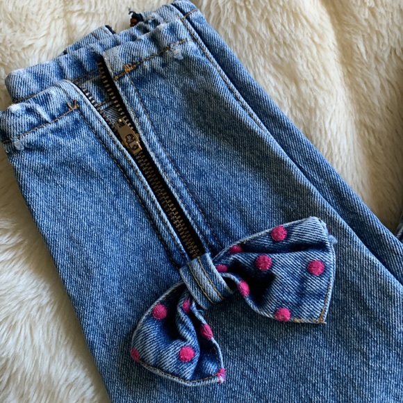 Vtg 80s Jordache high rise zipper ankle with bows denim jeans 22 inch waist - Picture 2 of 9